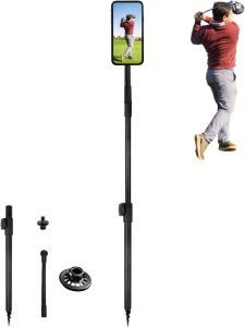 Golf Swing Analyzer Phone Holder, Golf Monopod Holder Stick to Record Swing