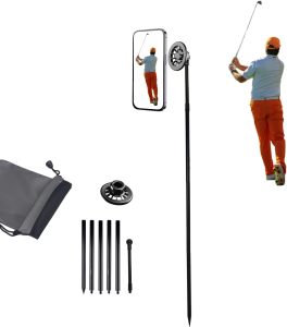 YKI Golf Swing Analyzer Holder, Magnetic Golf Phone Monopod Stand with Ground Spike for Training Aid